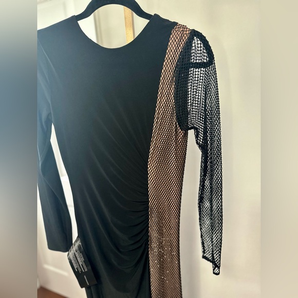 NWT Black Long Sleeve Formal Gown BCBGMAXAZRIA Rhinestone Evening - Picture 4 of 10